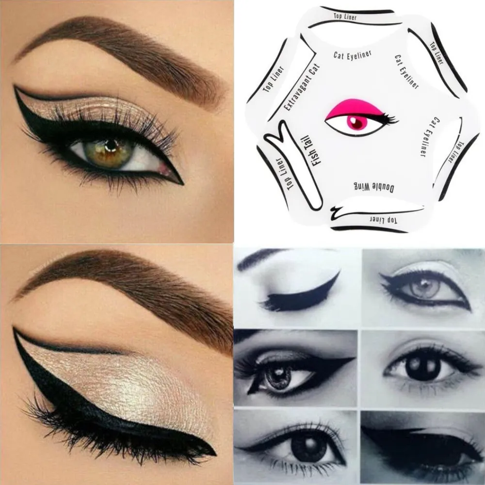 6 in 1 Eyeliner Stencil - Optional Black Eyeliner