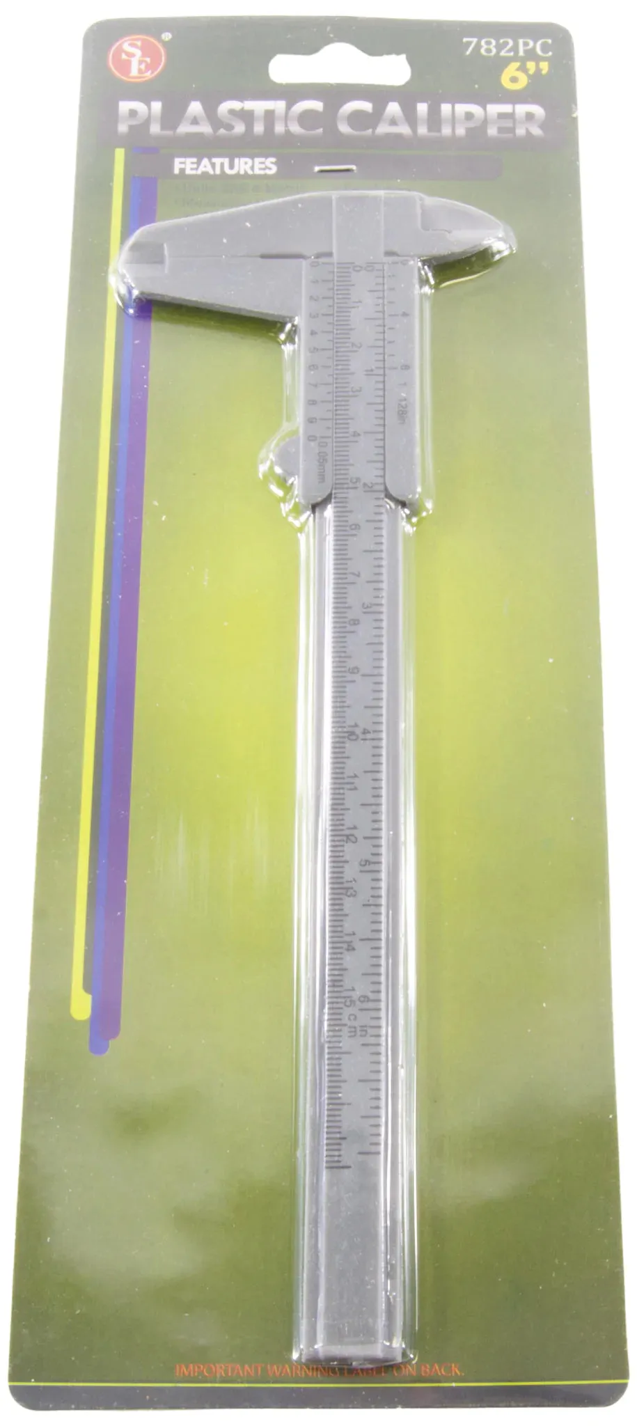 6" Plastic Caliper, Inches and Metric, 0.001" and 0.01 mm Resolution