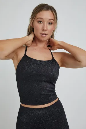 Avery Cropped Tank Black Nova Sparkle