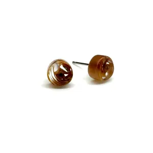 Cinnamon Beige Stripe Cane Slice Stud Earrings