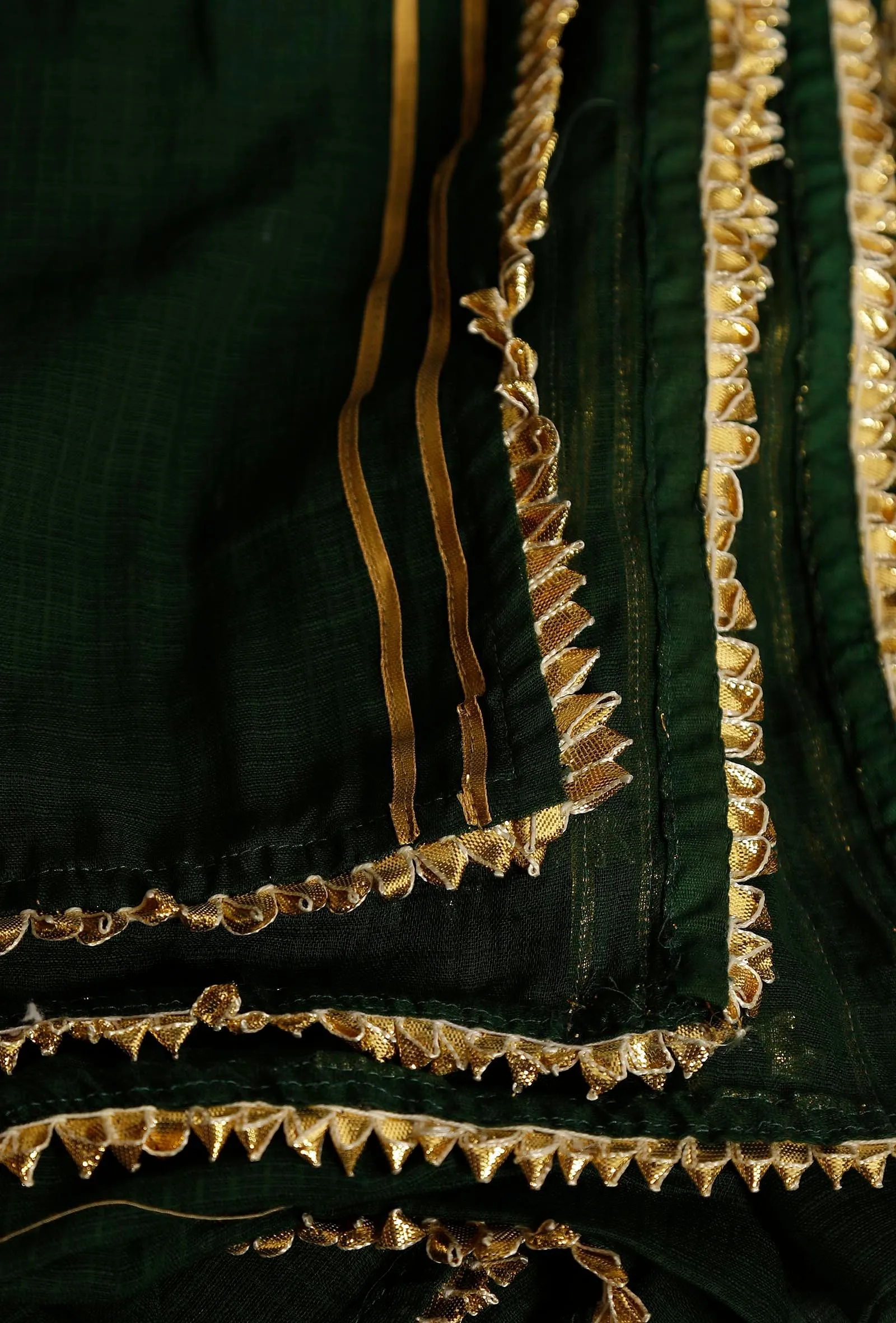 Dark Green Cotton Kota Dupatta