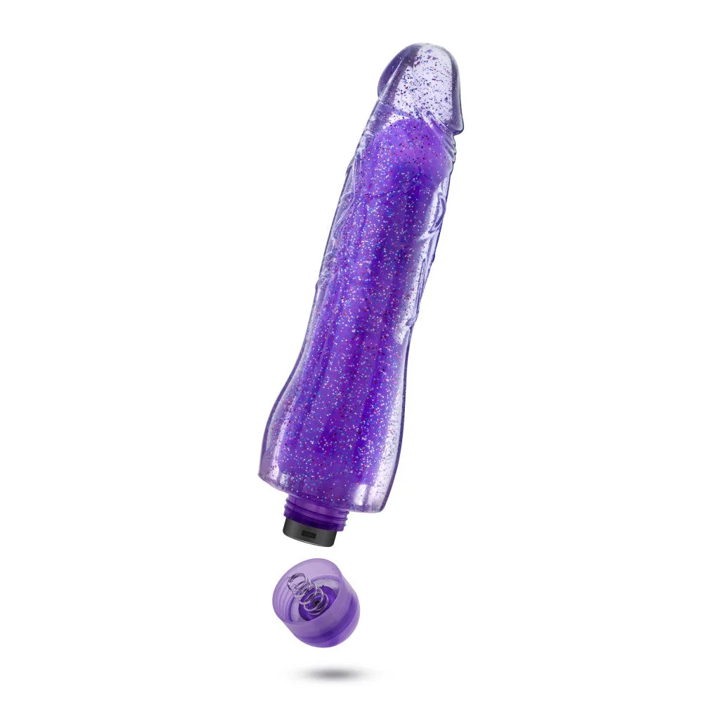 Glow Dicks By Blush® | Molly Glitter Realistic Purple 8-Inch Long Vibrating Dildo