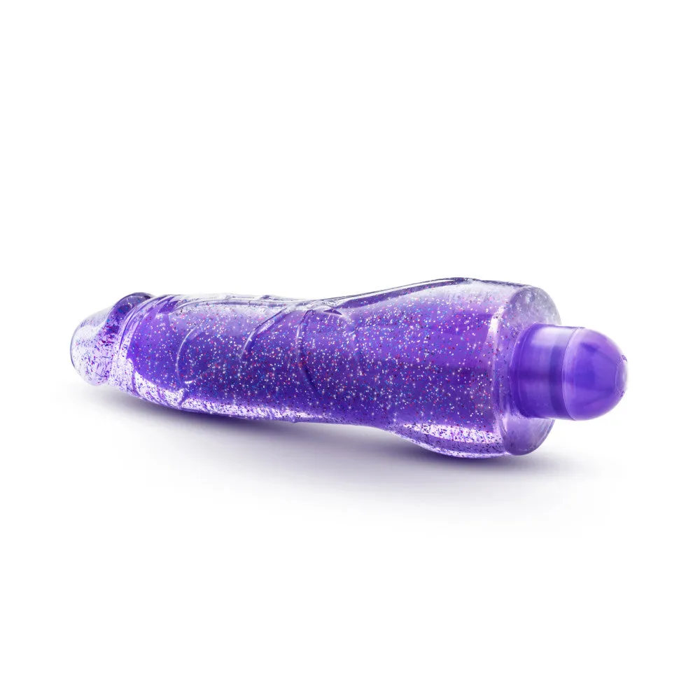 Glow Dicks By Blush® | Molly Glitter Realistic Purple 8-Inch Long Vibrating Dildo