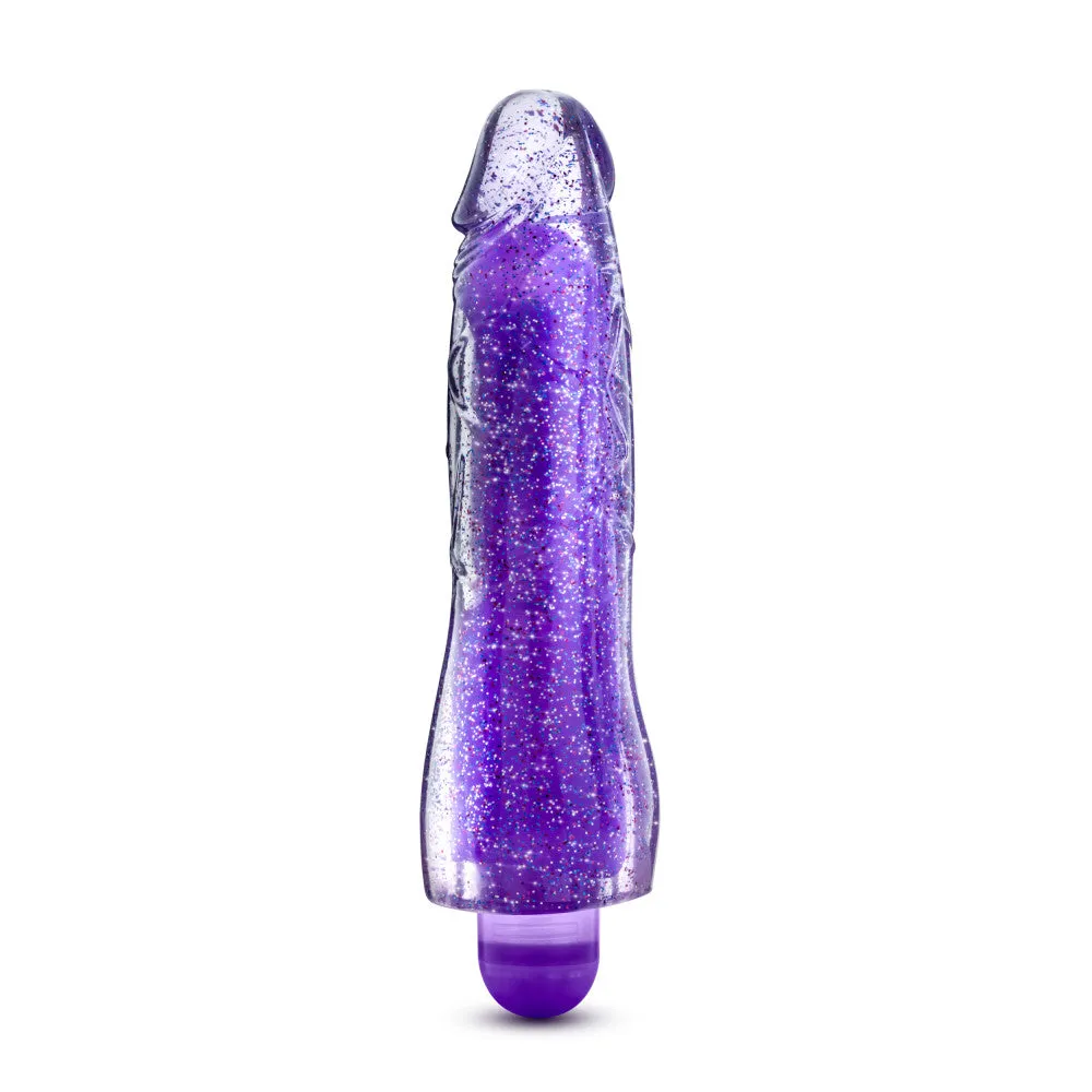 Glow Dicks By Blush® | Molly Glitter Realistic Purple 8-Inch Long Vibrating Dildo