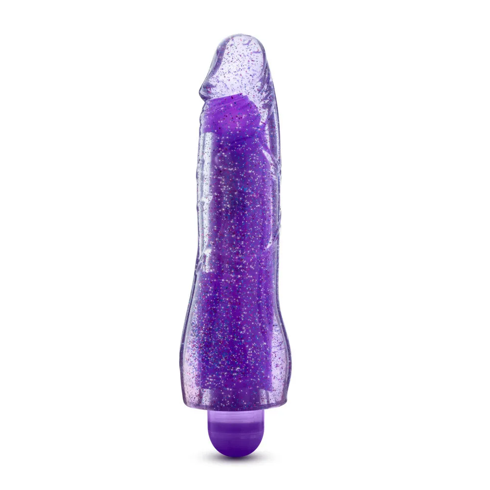 Glow Dicks By Blush® | Molly Glitter Realistic Purple 8-Inch Long Vibrating Dildo