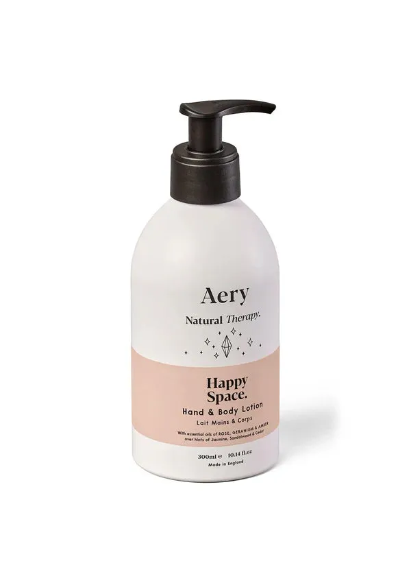 Happy Space Hand & Body Lotion- Rose Geranium and Amber - Aery Living