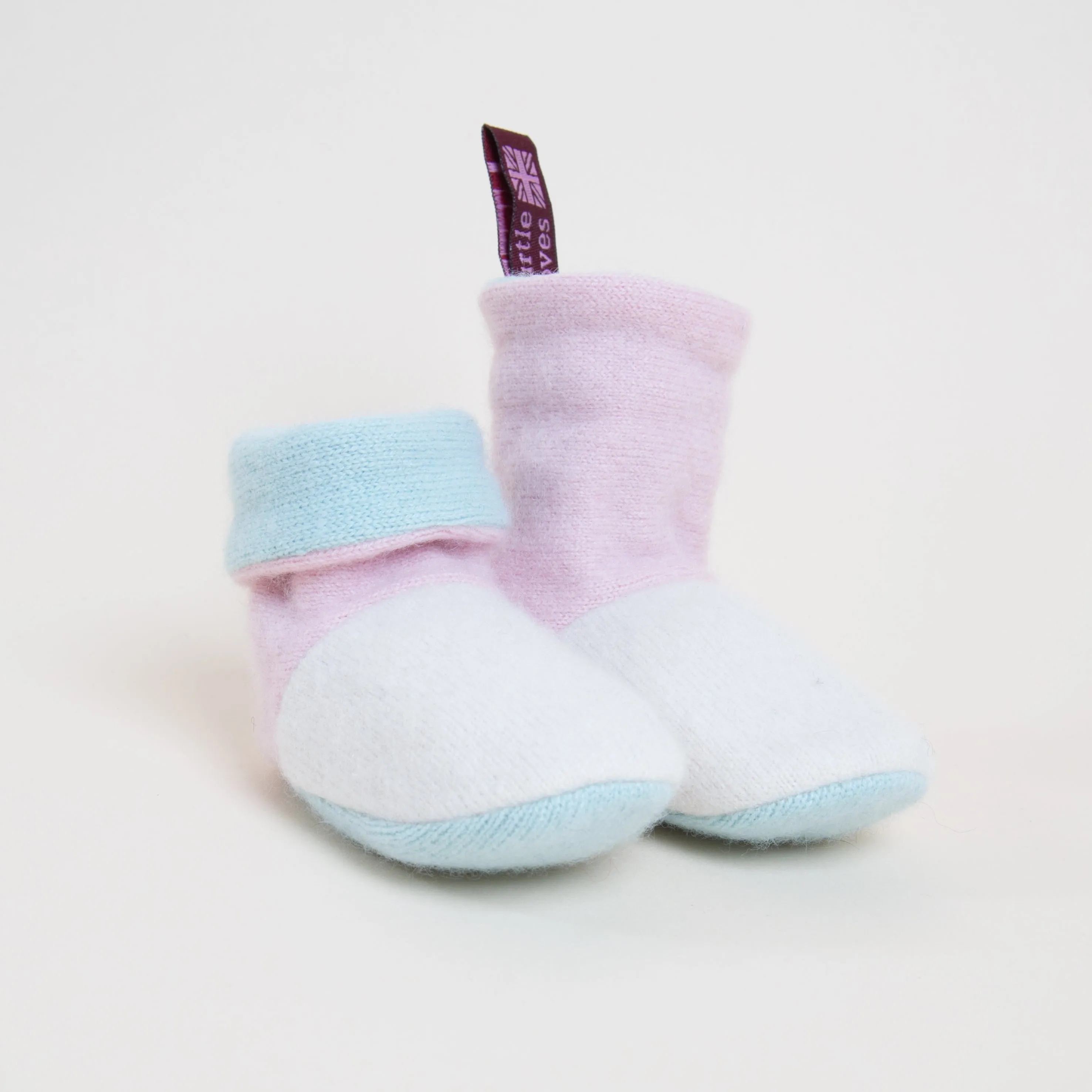 Harlequin Pink Cashmere Baby Booties