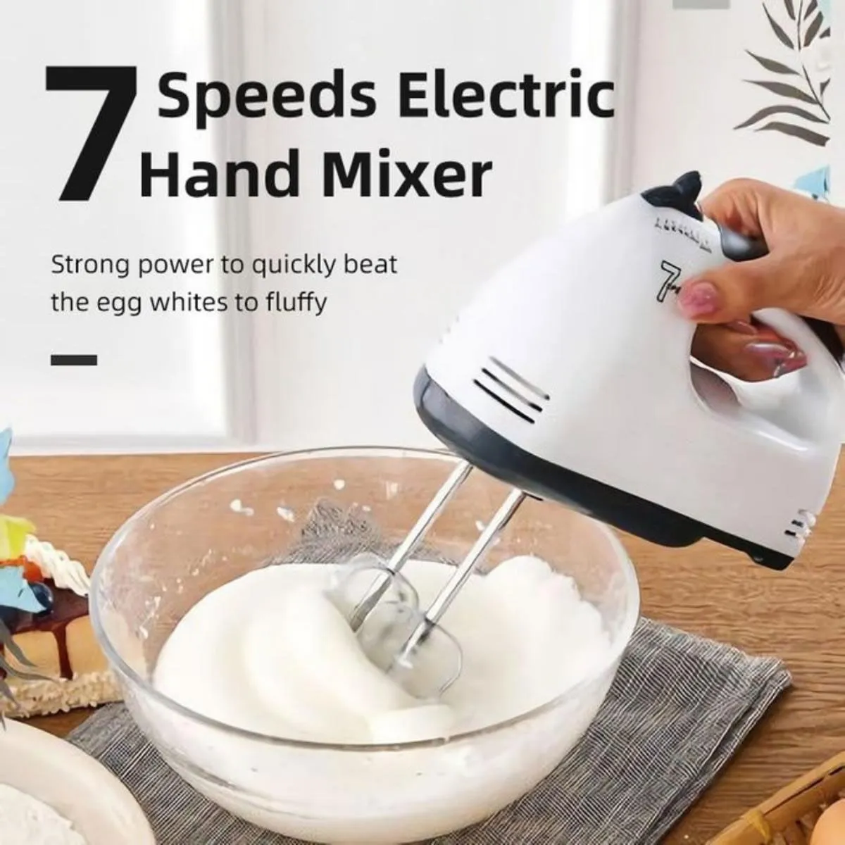 High Quality Imported Hand Blender, 7-Speed Lightweight Hand Mixer With Chrome Beater   Dough Hook