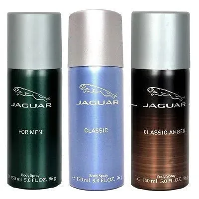 Jaguar Classic Blue, Green & Amber Deodorants for Men (Set of 3 x 150 ml)