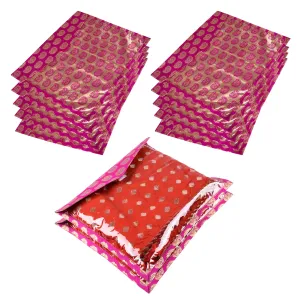 Kuber Industries Saree Cover | Clothes Storage Bag | Single Packing Saree with Zip Closure | Wardrobe Organizer | Cloth Stoarge Organizer | Carry Jama-Design | Pack of 12 | Pink