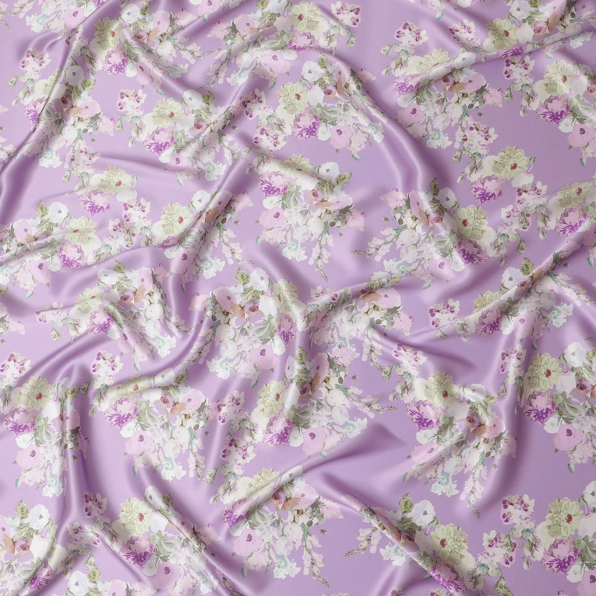 Lavender Whisper Satin Fabric: A Gentle Embrace - D17628