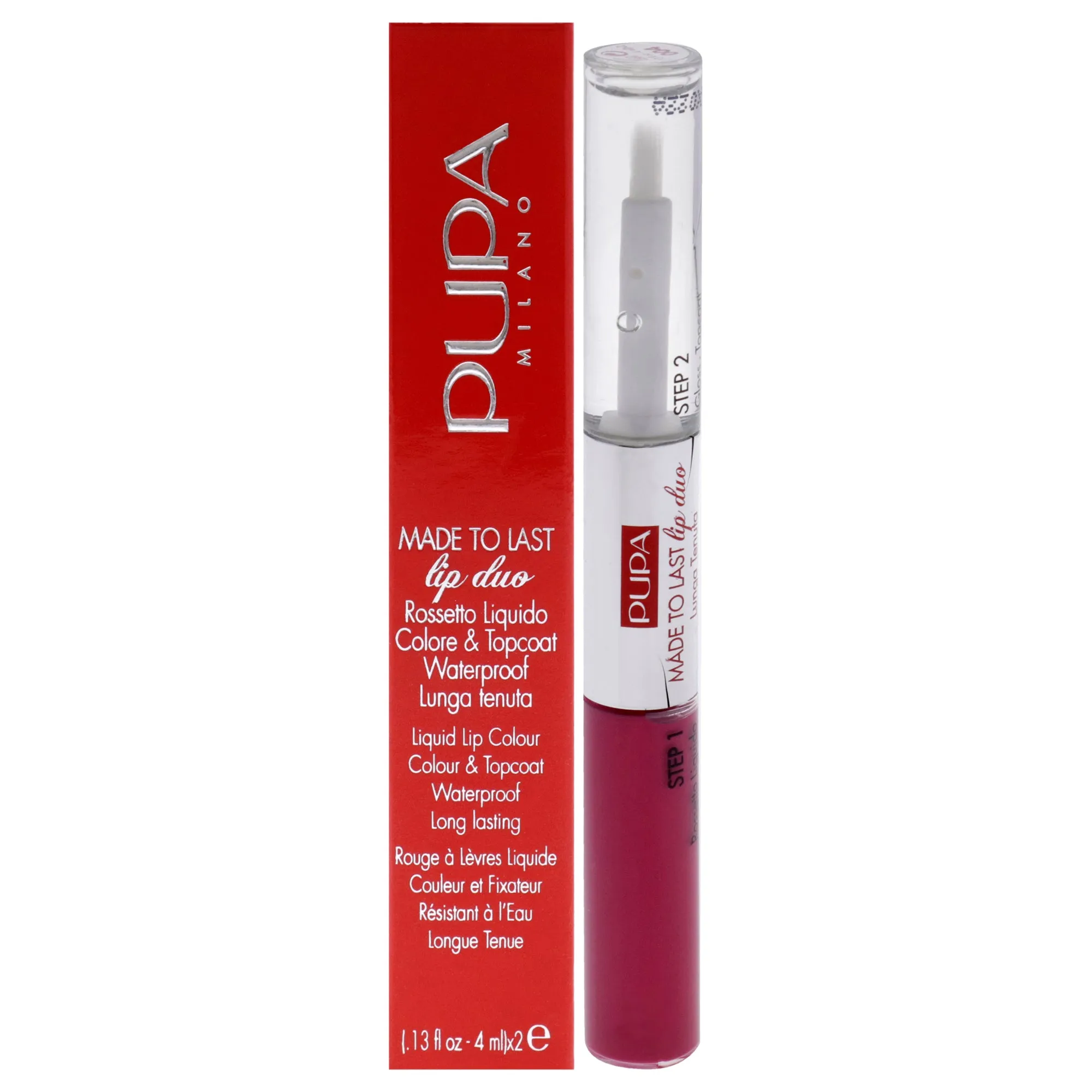 Made To Last Lip Duo - 004 Geranium Fuchsia by Pupa Milano for Women - 0.13 oz Lipstick