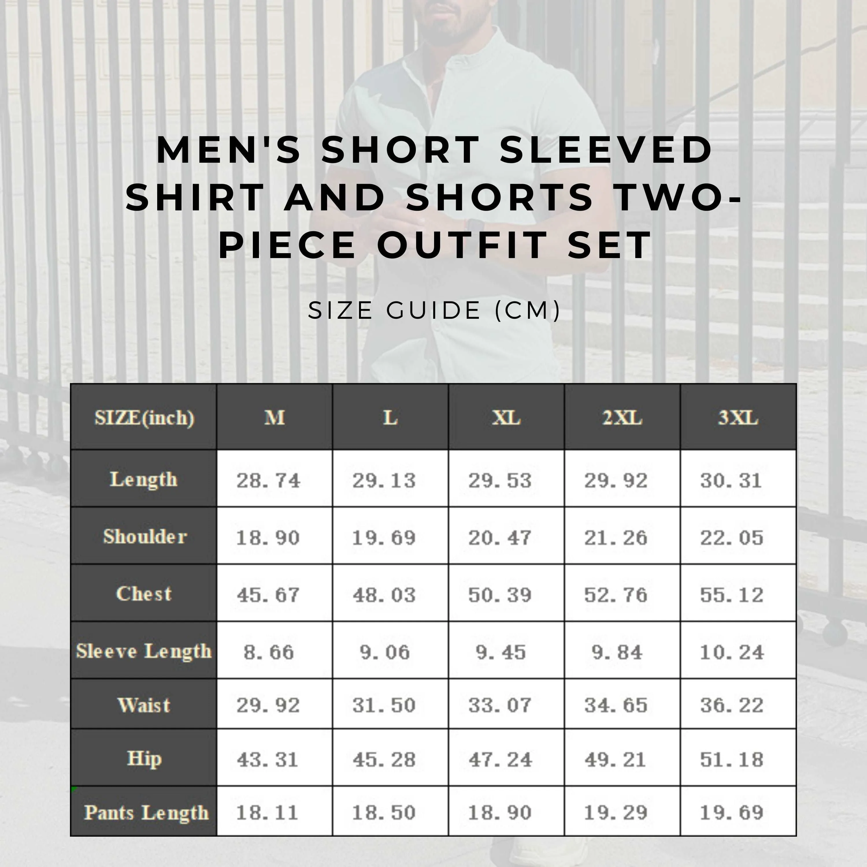 Men's Short Sleeved Shirt and Shorts Two-piece Outfit Set