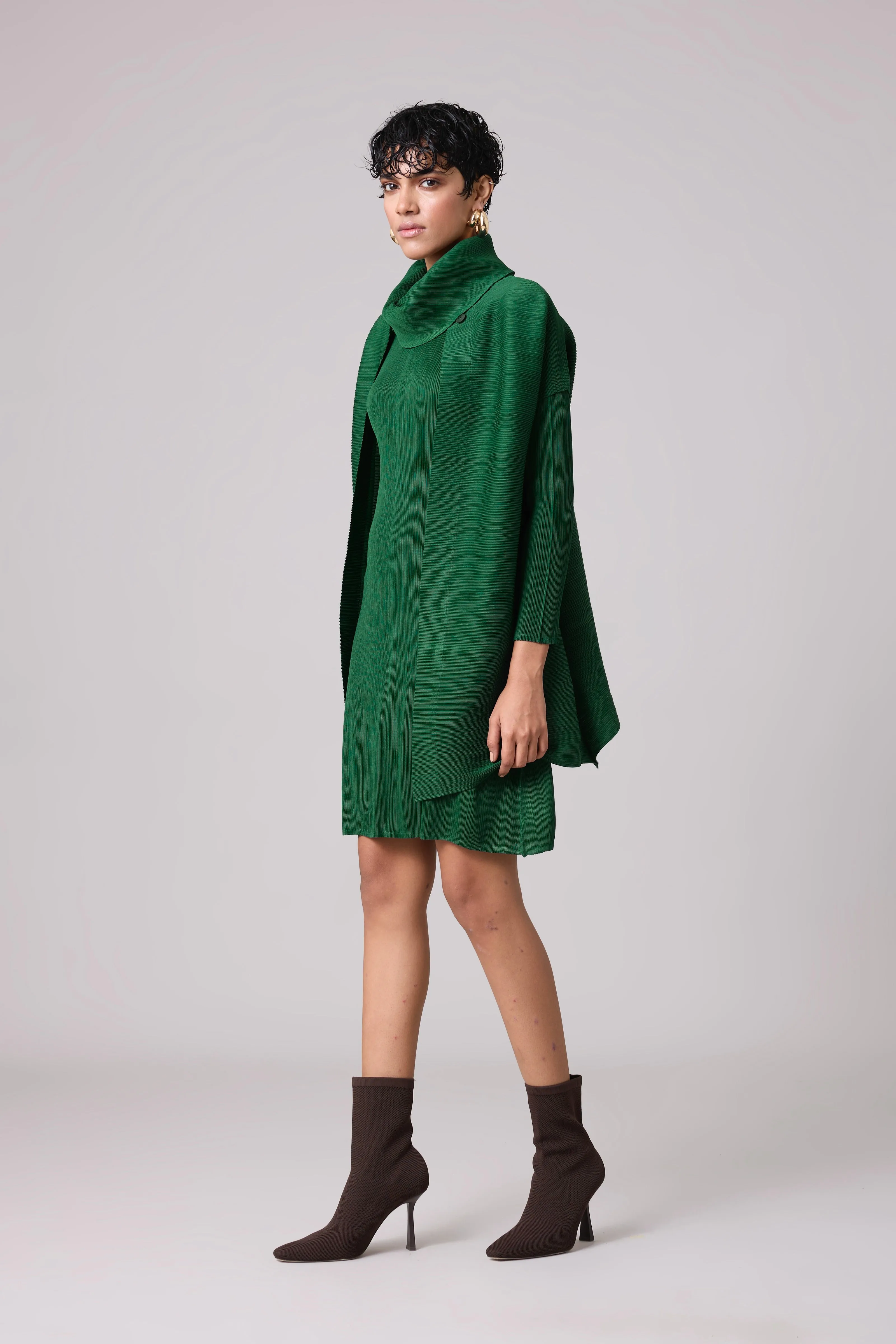 Morgan Overlay Dress - Dark Green