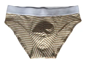 Organic Cotton Jersey Brief in Almond stripe