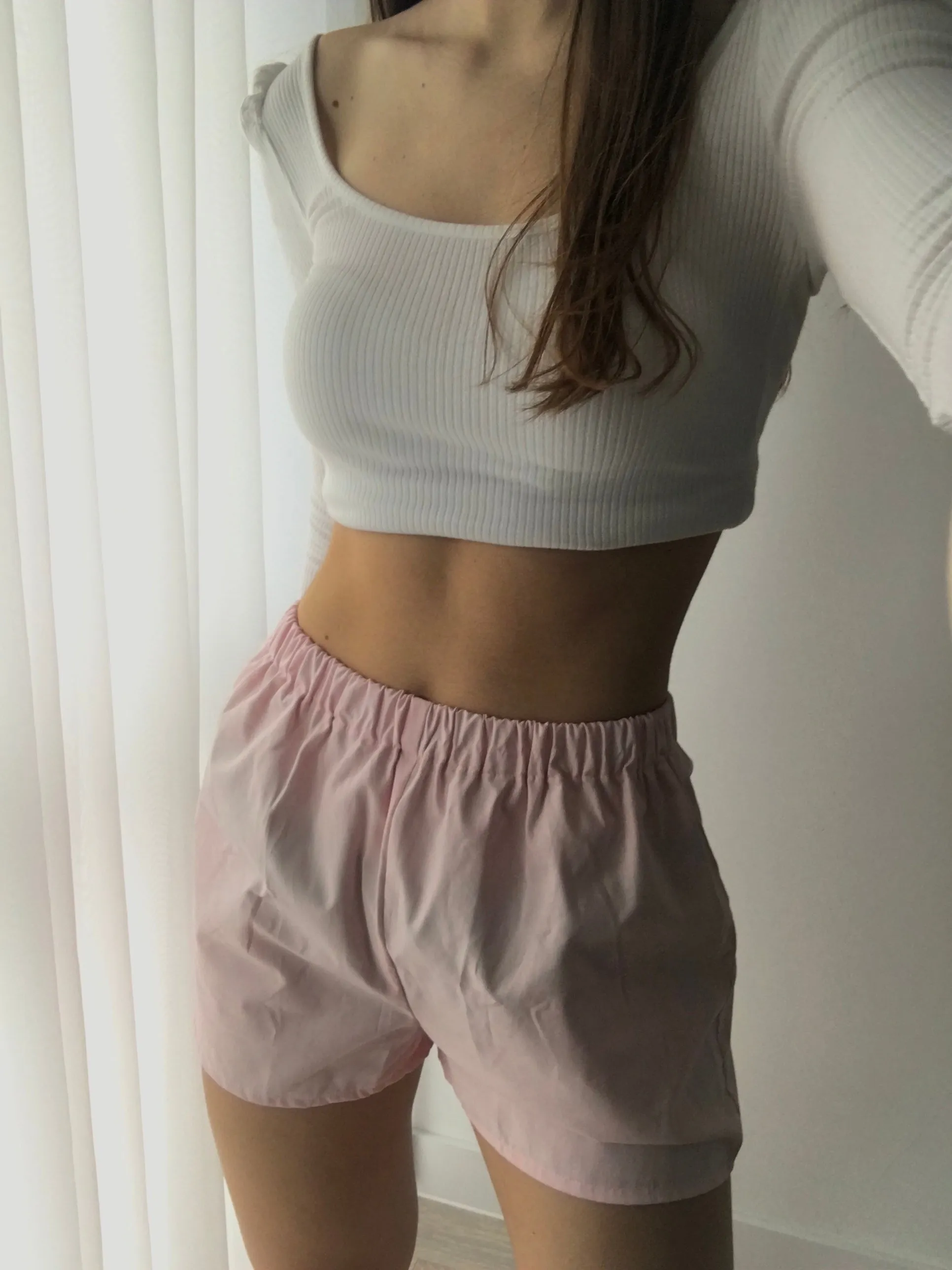 Organic poplin shorts in pink