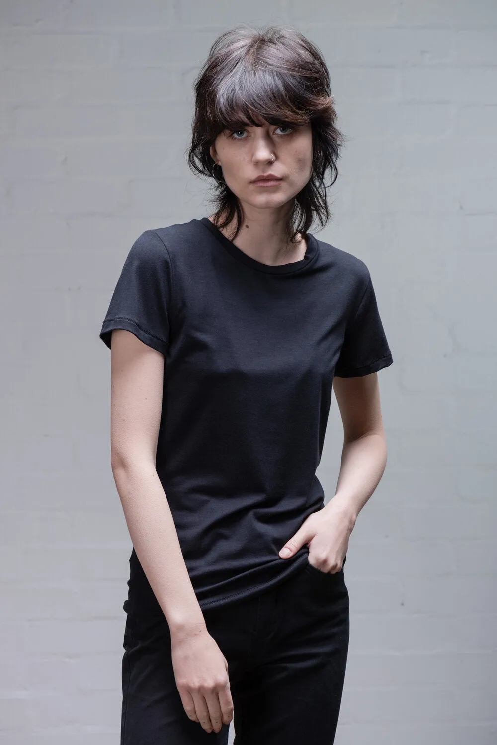 Organic Short Sleeve Bamboo T-Shirt in Black