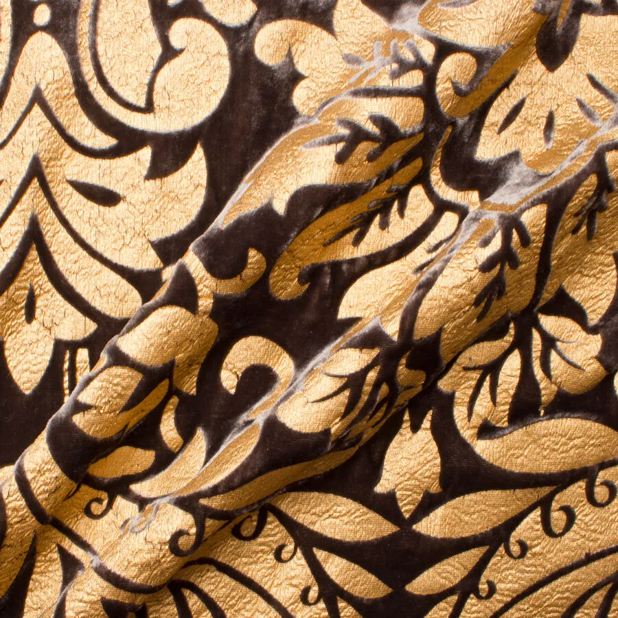 Rich Gold Laminated Brown Velvet