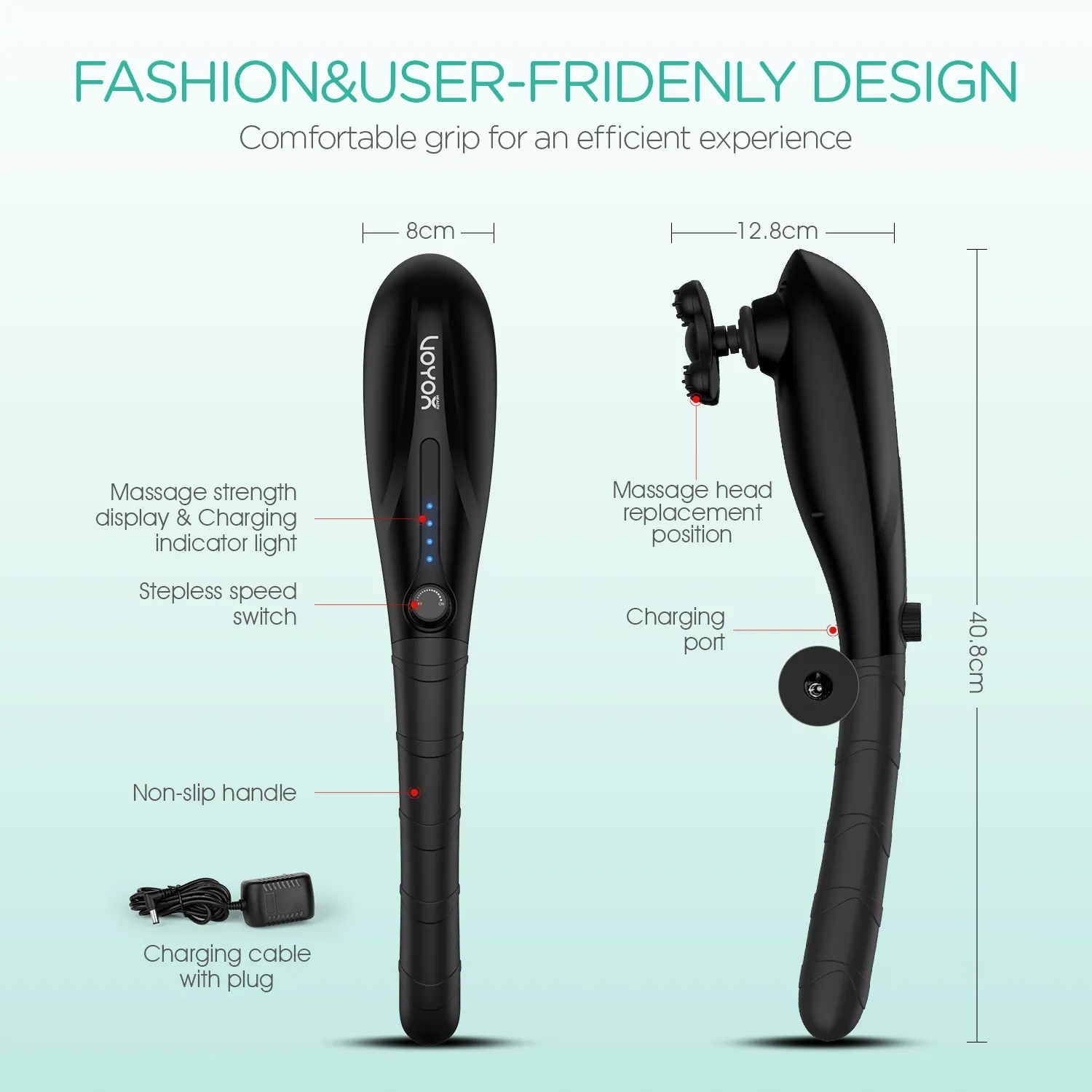 VOYOR-HEALTH Cordless Long Handle Percussion Massager MH560